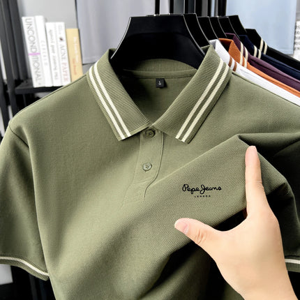 100% pure cotton men's high-end brand short-sleeved polo shirt summer fashion hot-selling embroidered golf top casual T-shirt