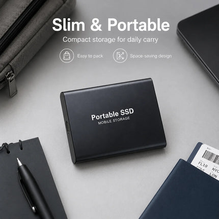 Portable Solid State Drive 2TB External SSD USB-C Hard Drive Compatible with PC Mac Windows