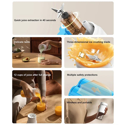 MIJIA Portable Juicer 2, Rechargeable 300ml Electric Juicing Cup Leakproof Mini Smoothie Blender Fresh Juice Maker Machine