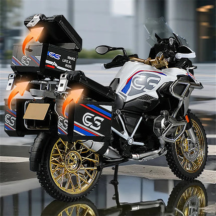 1/10 R1250 GS ADV Alloy Racing Motorcycle Diecast Street Sports Motorcycle Model Simulation Sound Light Collection Children Gift