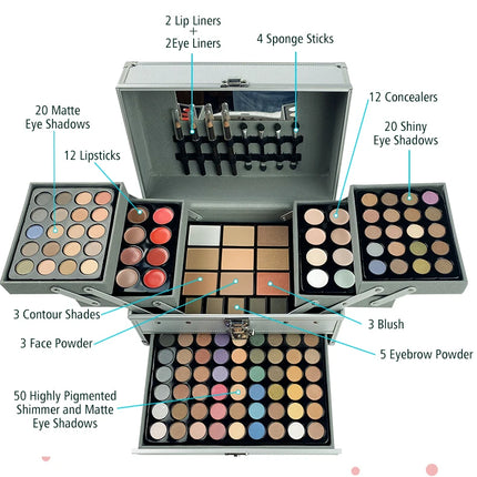 132 Color Makeup Gift Kit Full Set Box Face Powder Eyeshadow Palette Lipstick Concealer,Eyebrow Blush All In One Makeup Gift Set