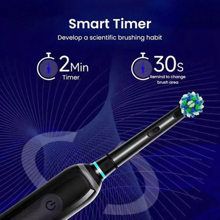 Intelligent Rotating Electric Toothbrush,Waterproof  Rechargeable Rotary Smart Toothbrush Compatible with Oral B