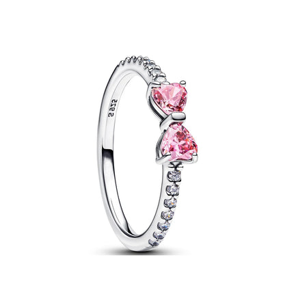 925 Sterling Silver Red Pink White bows Ring For Women Jewelry Open Design Wedding Party Fashion Gift