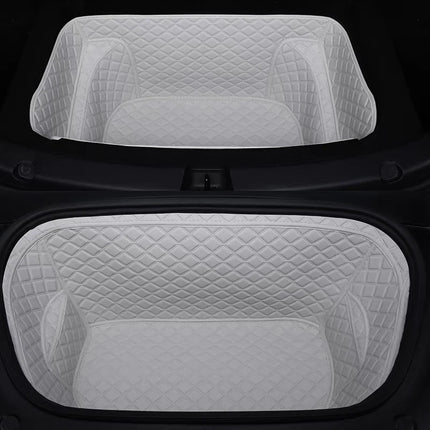 For Tesla Model Y Juniper / 3 Highland 2025-2026 Front Rear Trunk Mat Leather Full Coverage Trunk Both Side Guard Protective Pad