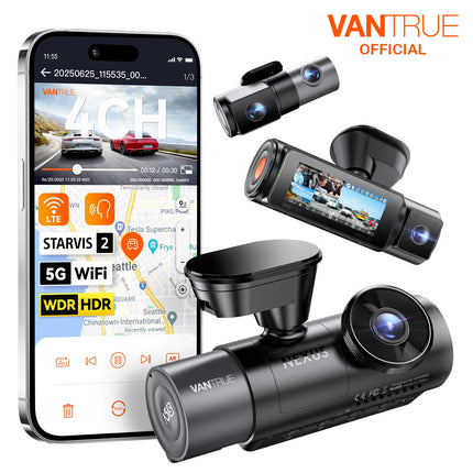 Vantrue N5S DashCam 4 Channel WiFi 360 Degree STARVIS 2 IR Night Vision 2.7K+1080P*2+1440P LTE Support 24 Hours Parking Mode