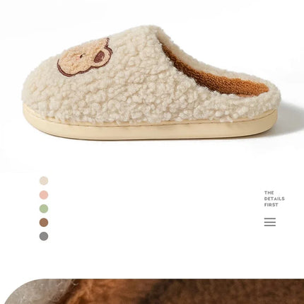 Cute Bear Fluffy Slippers Warm Plush House Shoes for Women and Men