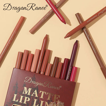 12Pcs/Set Lip Liner Set Waterproof and Sweat-Proof, Delicate Texture, Non-Smudged, Outline Lip Shape, Essential Lip Liner for Novices, Holiday Party, Valentine's Day Gift, Lip Liner Set