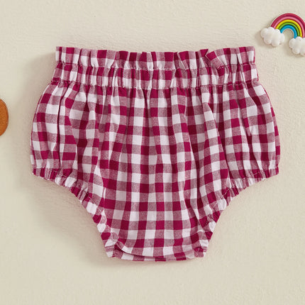 Baby Girl Plaid Shorts Frill Ruffled Elastic Waist Triangle Short Pants for Summer