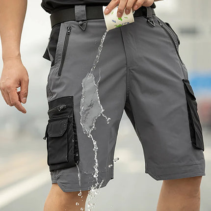 3-2-1Pcs Outdoor Training Work Shorts Men Multi-Pocket Tactical Cargo Pants Summer Thin Waterproof Quick Dry Climbing Shorts
