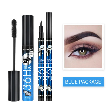 Curly Mascara Eyeliner set Thick Slender Waterproof 4D Fiber Mascara Makeup Tools Sweatproof False Lash Effect Mascara