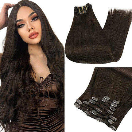 Full Shine Clip in Hair Extensions Human Hair 26-28inch 150G Hair Clips for Women Human Hair Clip in Extensions Remy Clip ins
