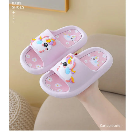 Summer Cartoon Children's Slippers Girl Unicorn Slipper Kids Cute Indoor Home Bathroom Shoes Boy Dinosaur Flip Flops Einhorn