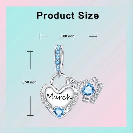 925 Sterling Silver January-December Birthday Stone Love Zircon Pendant Bead Fit Charms Necklace Bracelet Women Jewelry DIY Gift