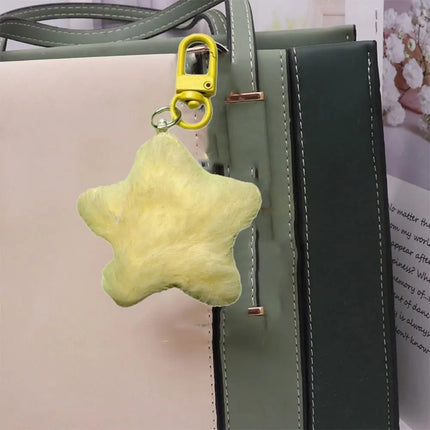 Fluffy Fur Multicolour Star Key Ring Pom Pom Starfish Plush Doll Stars Plush Keyring Soft Fluffy Stars Backpack Pendant