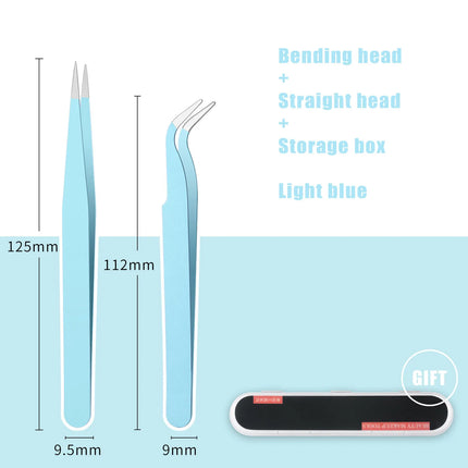 Colored Anti-Static Tweezers For Eyelash Extension Eyebrow Stainless Steel Set Beauty Precision Tweezers Makeup Kit Repair Tools