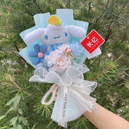 Cartoon My Melody Kuromi Cinnamoroll Kt Cat Plush Doll Creative Flower Bouquet Valentine Christmas Graduation Birthday Gift