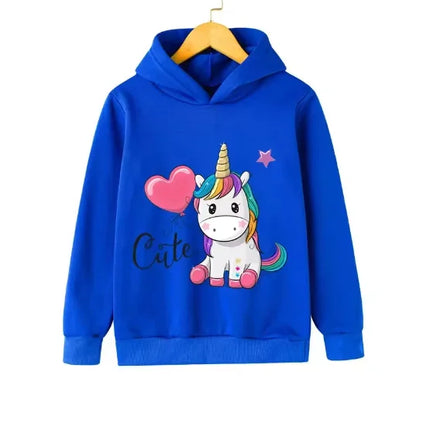 Autumn Winter Cute Unicorn Print Children's Hoodie Top Fashion Sports Long Sleeve Casual Boys Girl Pullover Kid Sweatshirt Coat