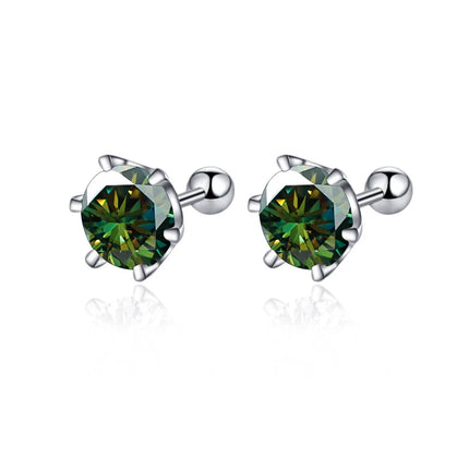 BIJOX STORY 0.5-2ct Moissanite Screw Stud Earrings D Color 925 Sterling Silver Diamond Earrings For Women Wedding Fine Jewelry