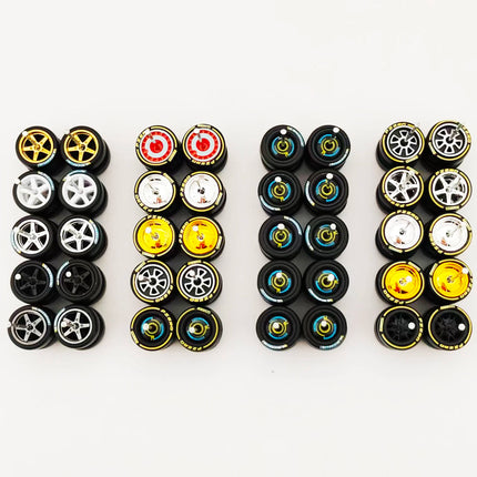 20 Sets 1/64 Wheels Rubber Tires Diameter 9.8mm 11mm 14mm 17mm for Matchbox/Domeka/HW 1:64 Diecast Alloy Car Models
