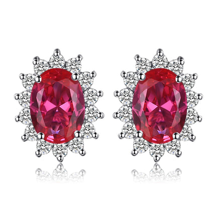 JewelryPalace Created Blue Sapphire Ruby 925 Sterling Silver Stud Earrings Natural Amethyst Garnet Peridot Topaz Princess Diana