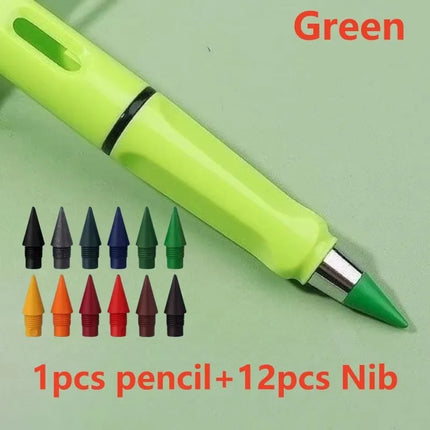 1/2set Kawaii 12 Colors Eternal Pencil No Ink Unlimited Pencils School Kids Art Painting Color Sketch Writing Stationery