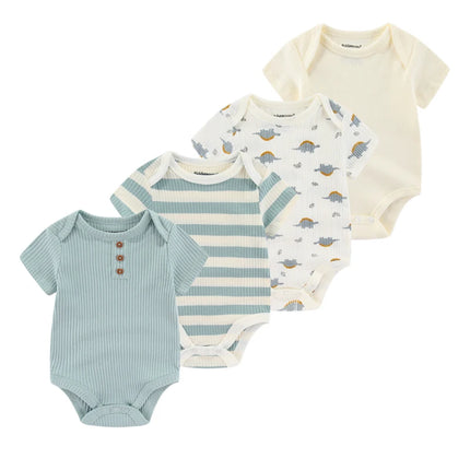 4Pieces Cotton Newborn Bodysuit Print Baby Girl Clothes 0-12M Cartoon Baby Boy Clothes Summer Short Sleeve Romper Bebes
