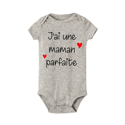I Have A Perfect Mother Print Newborn Clother Baby Short Sleeve Romper Toddler Jumpsuit Infant Girl Boy Unisex Bodysuits Outfit