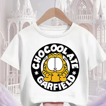 Summer Garfield Fashion T Shirt Children Boys Girls Cute Kawaii Cartoon Crew Neck Street Casual Wear 3 14T