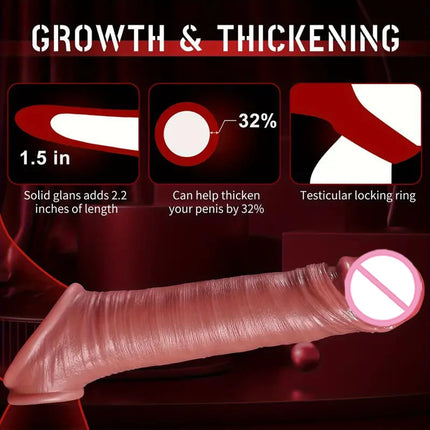 Penis Sleeve Cock Sleeve Vibrator Penis Extender Vibrating Cock Ring 10 Modes Elastic Penis Ring to Couple Sex Toys for Men