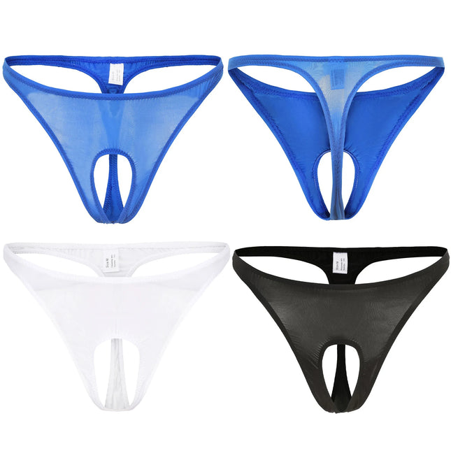 Men's G-string Briefs Lingerie Underwear Low Waist Open Front Pouch Butt-Flaunting Fun Thong Ring Supporter Jockstraps Underpants