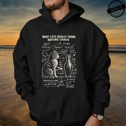 Funny Cat Physics Design Hoodies Math Science Humor Cat Print Sweatshirt Personalized Men Women Casual Streetwear Fashion Hoodie