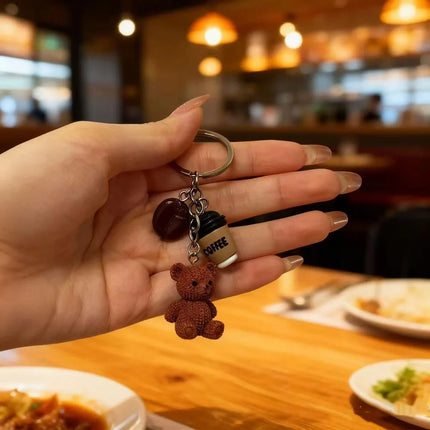 Cute Three Dimensional Little Bear Pendant Keychain Personality Bag Charm Cartoon Animals Backpack Hanging Piece Accessorie A491