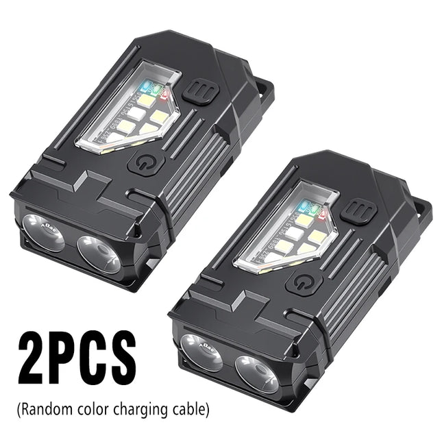 Mini Keychain EDC Flashlight Rechargeable Magnetic Torch Super Bright Pocket LED Torch Pen Clip Headlamp Outdoor Fishing Lamp