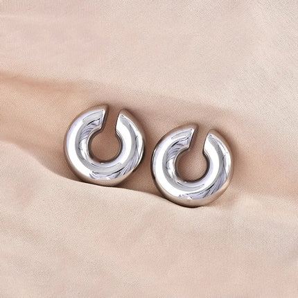 Geometry Twists UV Golden Stud Earrings for Women Simple Versatile Personality Exaggerated Smooth Creative Jewelry Girl Gift
