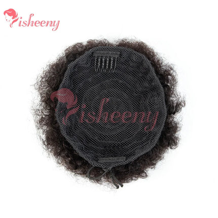 PHVA Model Kinky Curly Hair Bun, Adjustable Drawstring Afro Puff, Instant Volume Updo Hairpiece