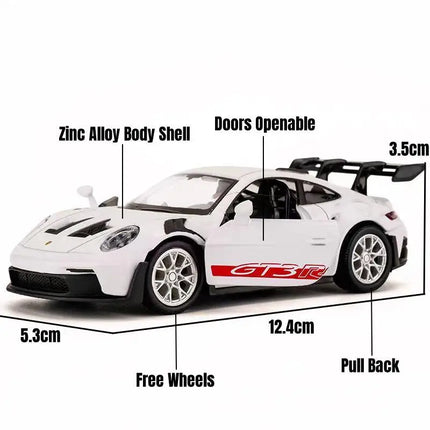 1/36 Porsche 911 GT3 RS Toy Car Model For Children RMZ CiTY Miniature Racing Free Wheels Pull Back Diecast Metal Collection Gift