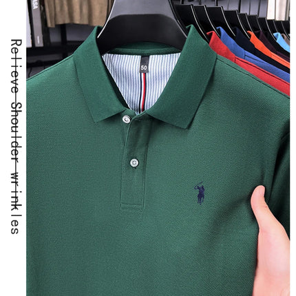High-end brand 100% cotton long sleeve polo shirt, fashion luxury, pony embroidery, business casual comfort, new Paul men's T-shirt