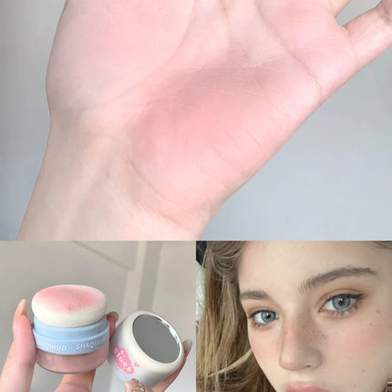 SHAQINUO 3 Color Airy Boom Blush Powder Lazy Air Blush Expanding Mushroom Head Blush Powder Even Skin Tone Blush