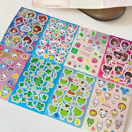 8 Sheets Japanese Cartoon Bunny Girl Radiation Stickers, Strawberry Frog Hand Account, Used for Magazine Decoration Stickers S