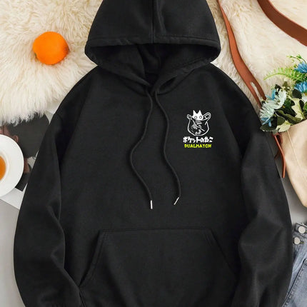 Cute Cat Cartoon Printed Sweatshirt Women Harajuku Casual Loose Hooded Fashion Soft Pocket Hoodies Autumn Warm Female Clothes