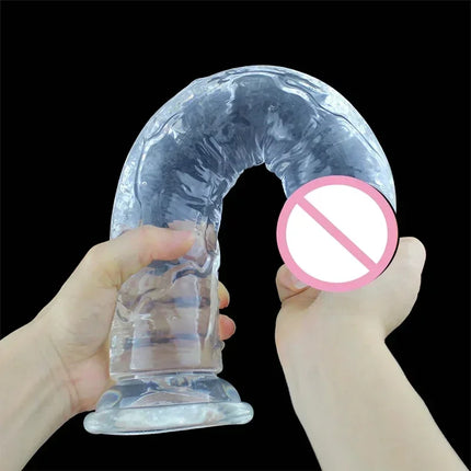 Cheap Women Erotic Anal 5 Colors Big Transparent Dildo Suction Cup Jelly Dick Sex Toys Soft Clitori Vaginal Masturbators Penis