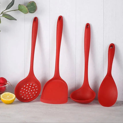 6Pcs Silicone Kitchen Utensils Set Spatulas,Slotted Spoon, Rice Scoop Dishwasher Safe Heat Resistant Utensilios Cooking Tools