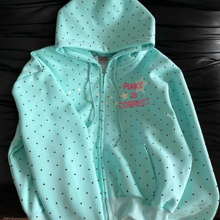 American Style Polka Dot Star Sweatshirts New Spring Fashion Letter Print Hooded Women Y2k Sweet Loose Casual Jacket 2026 New