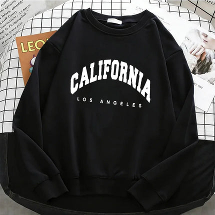 Trendy California Los Angeles  Womens Hoodies Fashion Fleece Sweatshirt Soft 90s O-Neck Pullover Casual Female Clothes