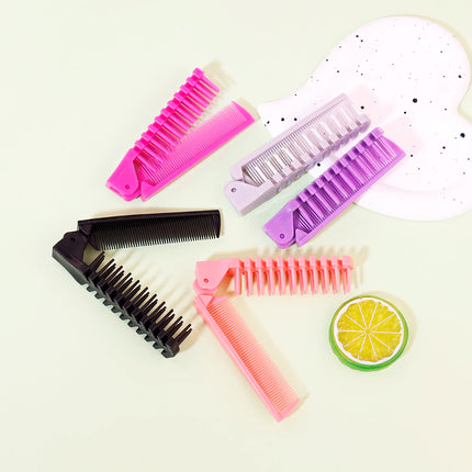 Portable Travel Folding Comb & Brush – Anti-Static Styling Massage Comb, Professional Hair Styling Tool for Real Hair Wigs
