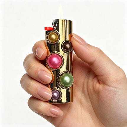 Metal Cowboy Boot Lighter Case for Standard BIC J6 Cute Cat Eyes Rhinotone Embroided Case Sleeve Durable Zinc Alloy Shell