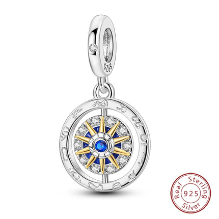 100% 925 Sterling Silver Blue Crystal Life Tree Angel Star Moon Pendants Charms Fit Qikaola 925 Original Bracelets DIY Jewelry