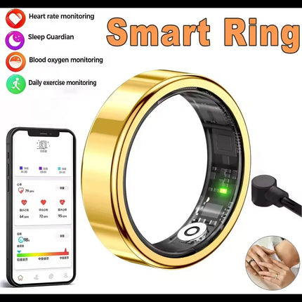2026 Smart Ring Blood Pressure Heart Rate Sleep Monitoring Smart Ring IP68 & 5ATM Waterproof Multi-sport Mode Smartring Man Wome