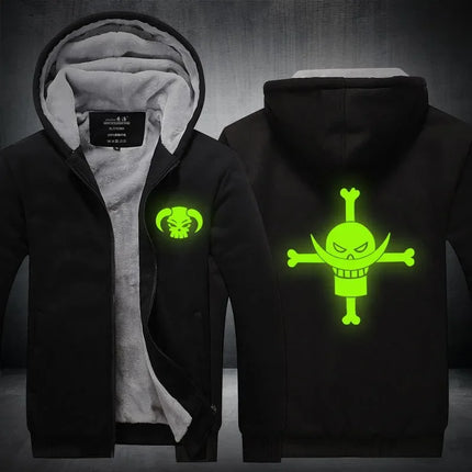 Luffy Men Jackets Streetwear Printed At Night Sweatshirts One P Thicken Fleece Hoodies Homme Winter Clothes Keep Warm Hoodie