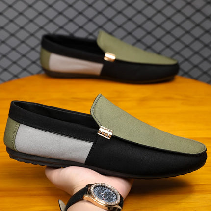 2025 Spring/Autumn New Arrivals: Fashionable Men's Shoes Large Colour Block Patchwork Loafers Versatile Stylish  Student Shoes